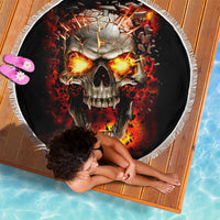 Skull Beach Blanket Fire Skull Tattoo Scream - Wonder Print Shop
