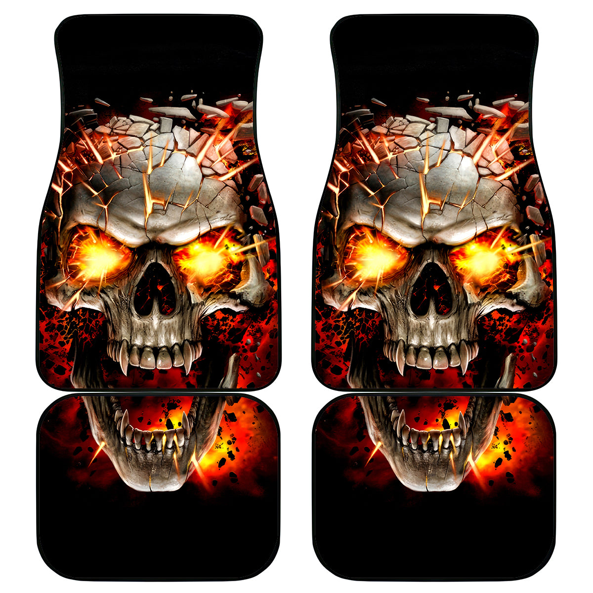 Skull Car Mats Fire Skull Tattoo Scream - Wonder Print Shop