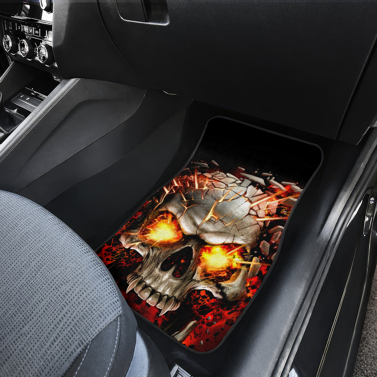 Skull Car Mats Fire Skull Tattoo Scream - Wonder Print Shop