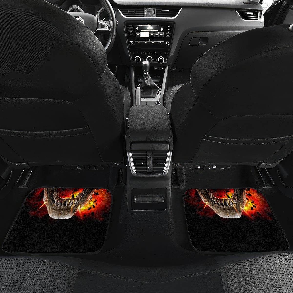 Skull Car Mats Fire Skull Tattoo Scream - Wonder Print Shop