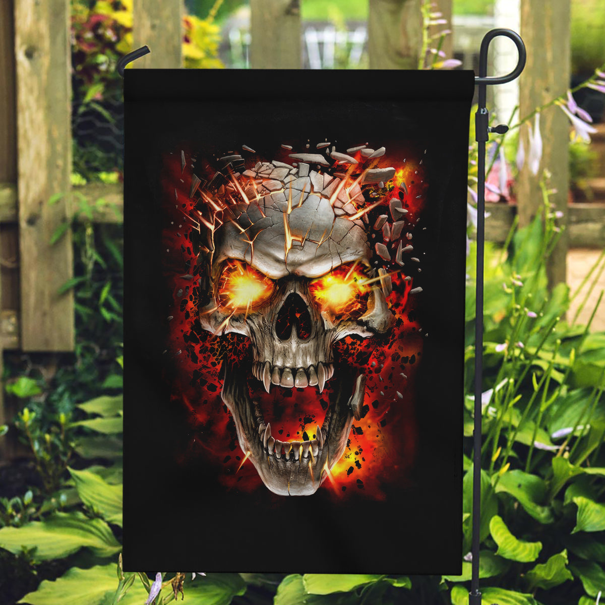 Skull Garden Flag Fire Skull Tattoo Scream - Wonder Print Shop