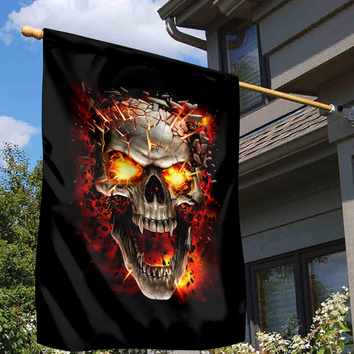 Skull Garden Flag Fire Skull Tattoo Scream - Wonder Print Shop