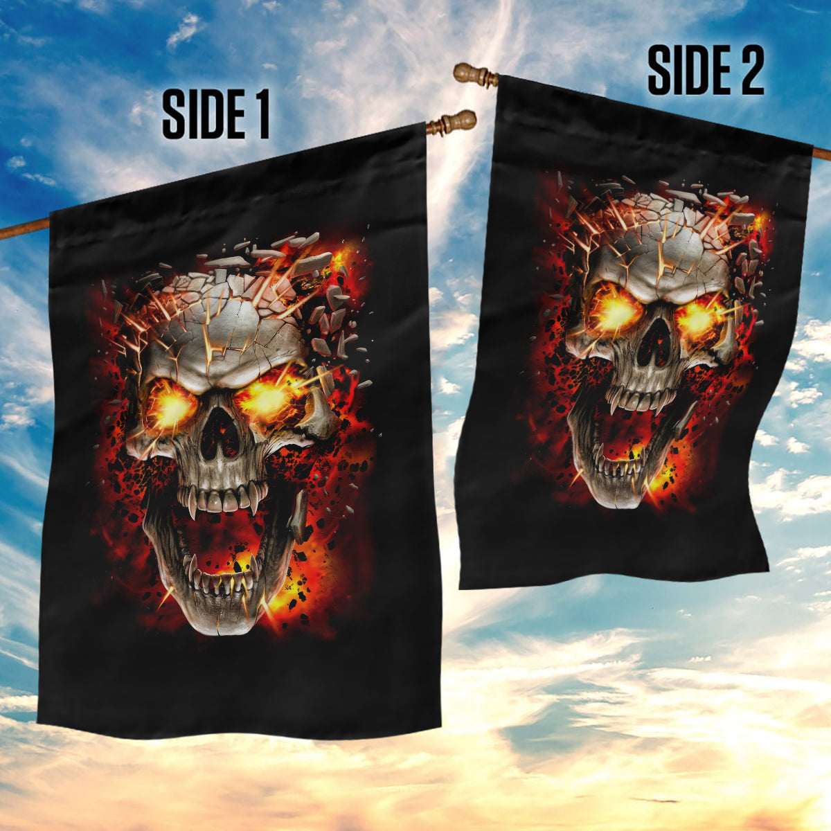 Skull Garden Flag Fire Skull Tattoo Scream - Wonder Print Shop