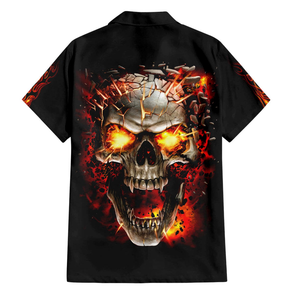 Skull Hawaiian Shirt Fire Skull Tattoo Scream - Wonder Print Shop