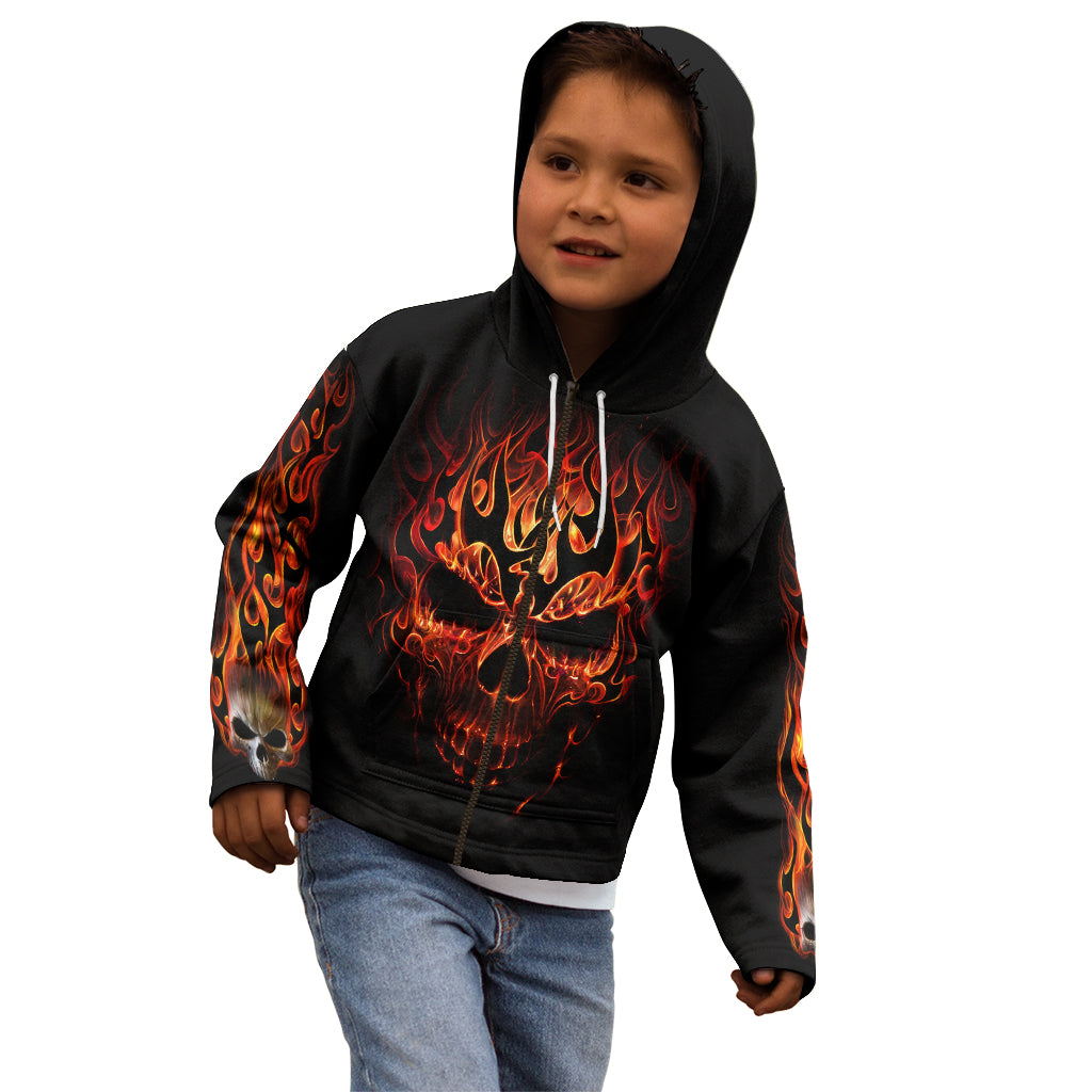 Skull Kid Hoodie Fire Skull Tattoo Scream - Wonder Print Shop