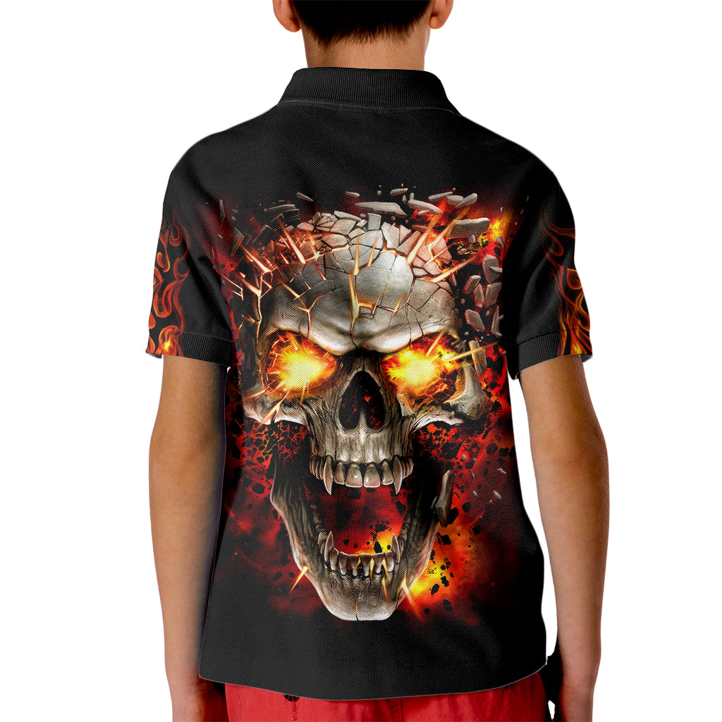 Skull Kid Polo Shirt Fire Skull Tattoo Scream - Wonder Print Shop