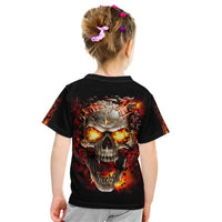 Skull Kid T Shirt Fire Skull Tattoo Scream - Wonder Print Shop