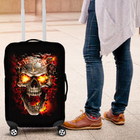 Skull Luggage Cover Fire Skull Tattoo Scream - Wonder Print Shop