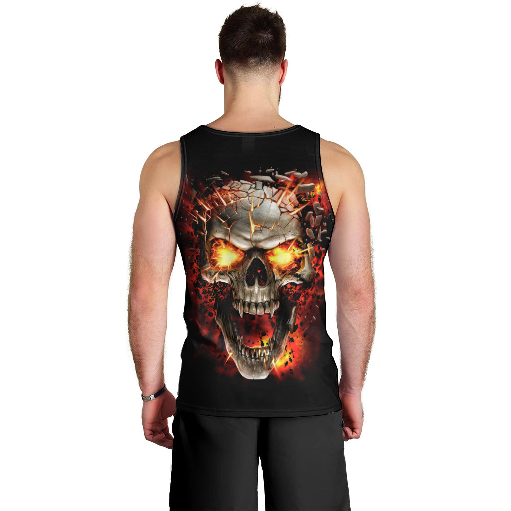 Skull Men Tank Top Fire Skull Tattoo Scream DT01