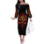 Skull Off The Shoulder Long Sleeve Dress Fire Skull Tattoo Scream - Wonder Print Shop