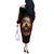 Skull Off The Shoulder Long Sleeve Dress Fire Skull Tattoo Scream - Wonder Print Shop