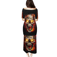 Skull Puletasi Fire Skull Tattoo Scream - Wonder Print Shop