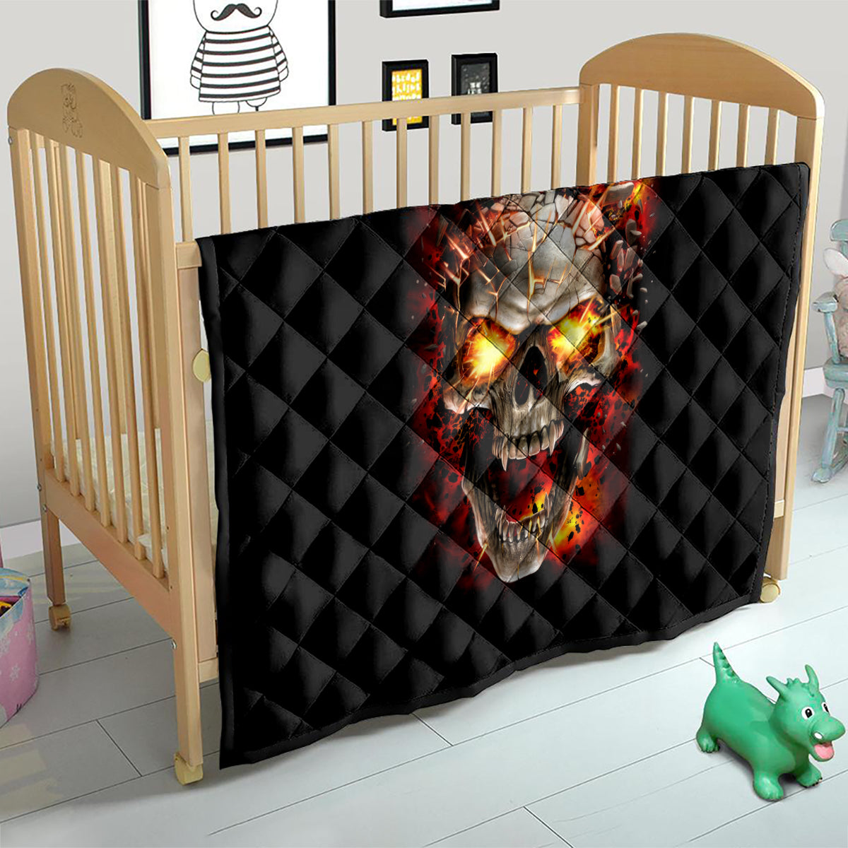 Skull Quilt Fire Skull Tattoo Scream - Wonder Print Shop