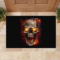 Skull Rubber Doormat Fire Skull Tattoo Scream - Wonder Print Shop