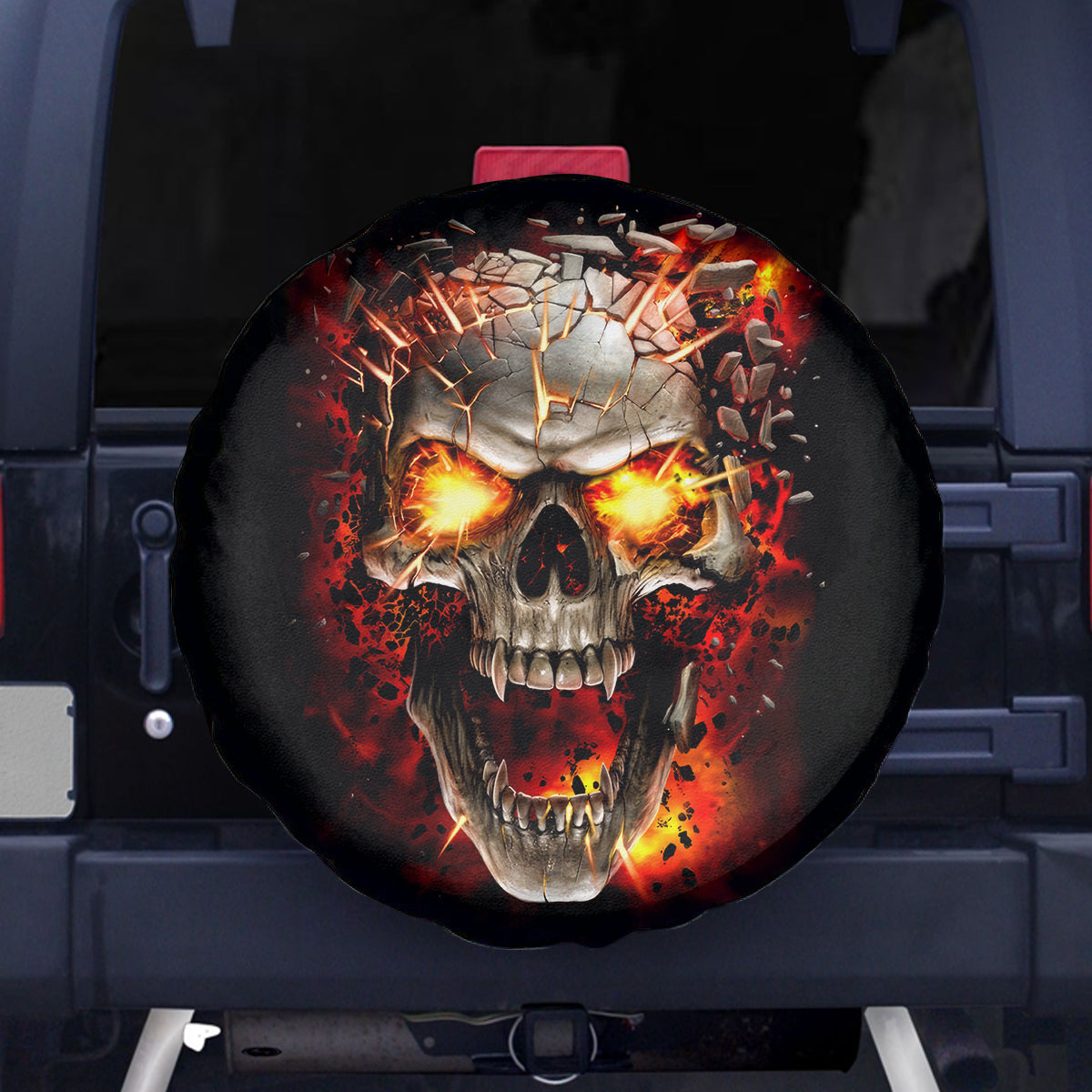 Skull Spare Tire Cover Fire Skull Tattoo Scream - Wonder Print Shop
