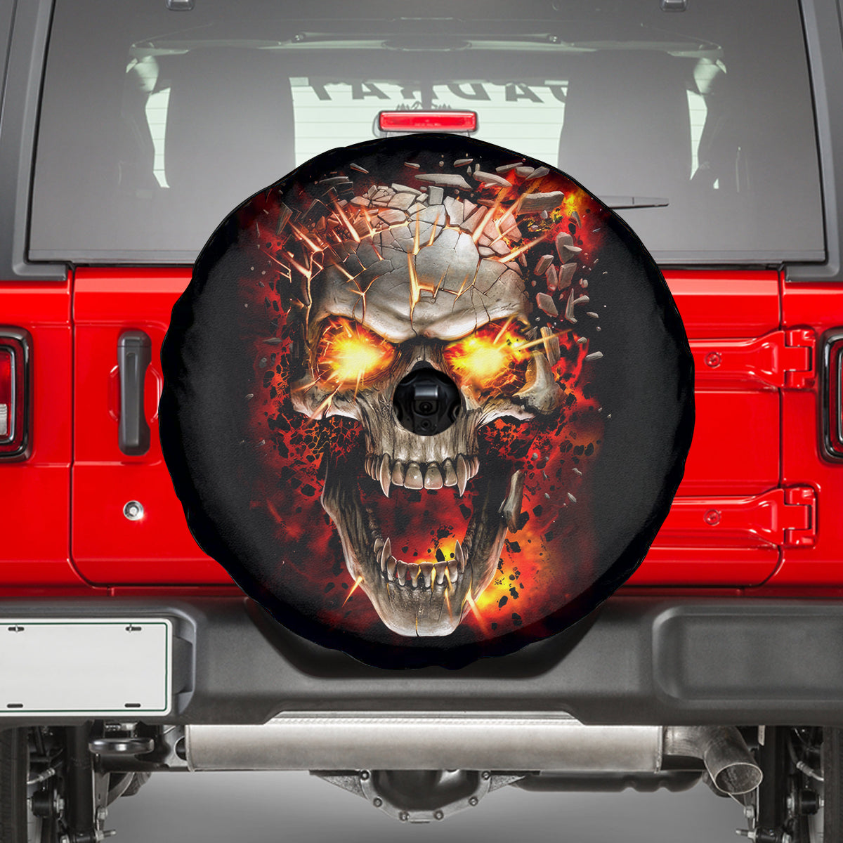 Skull Spare Tire Cover Fire Skull Tattoo Scream - Wonder Print Shop
