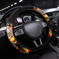Skull Steering Wheel Cover Fire Skull Tattoo Scream - Wonder Print Shop