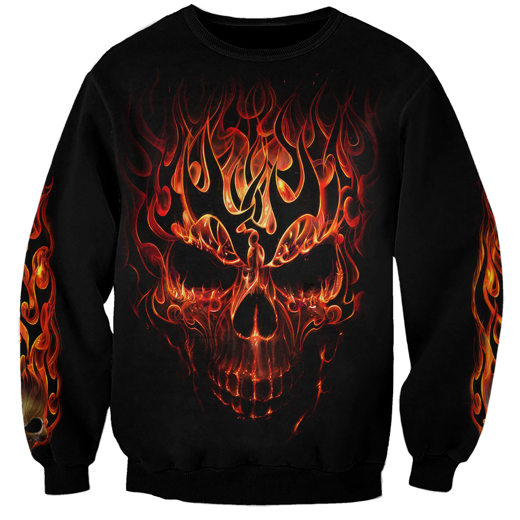 Skull Sweatshirt Fire Skull Tattoo Scream - Wonder Print Shop