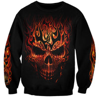 Skull Sweatshirt Fire Skull Tattoo Scream - Wonder Print Shop