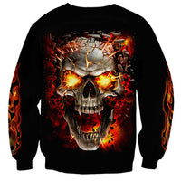 Skull Sweatshirt Fire Skull Tattoo Scream - Wonder Print Shop