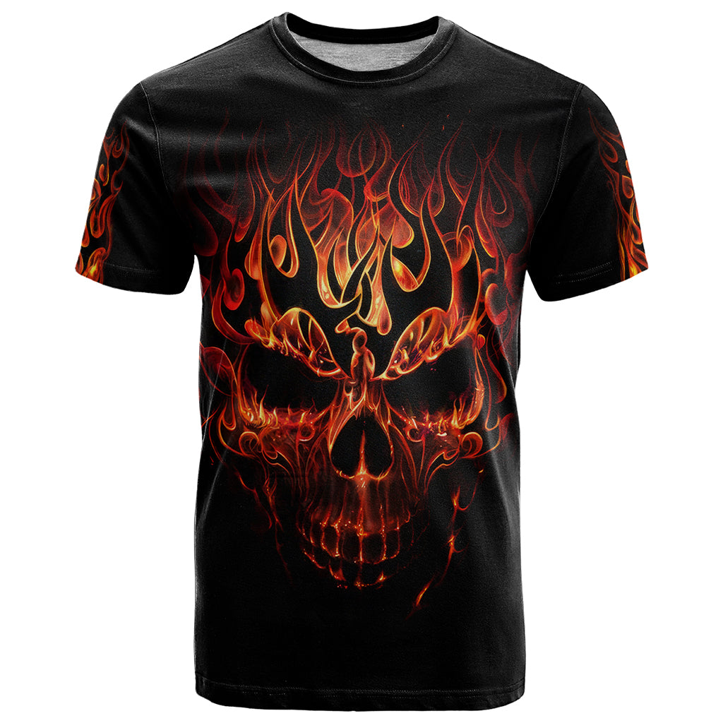 Skull T Shirt Fire Skull Tattoo Scream - Wonder Print Shop