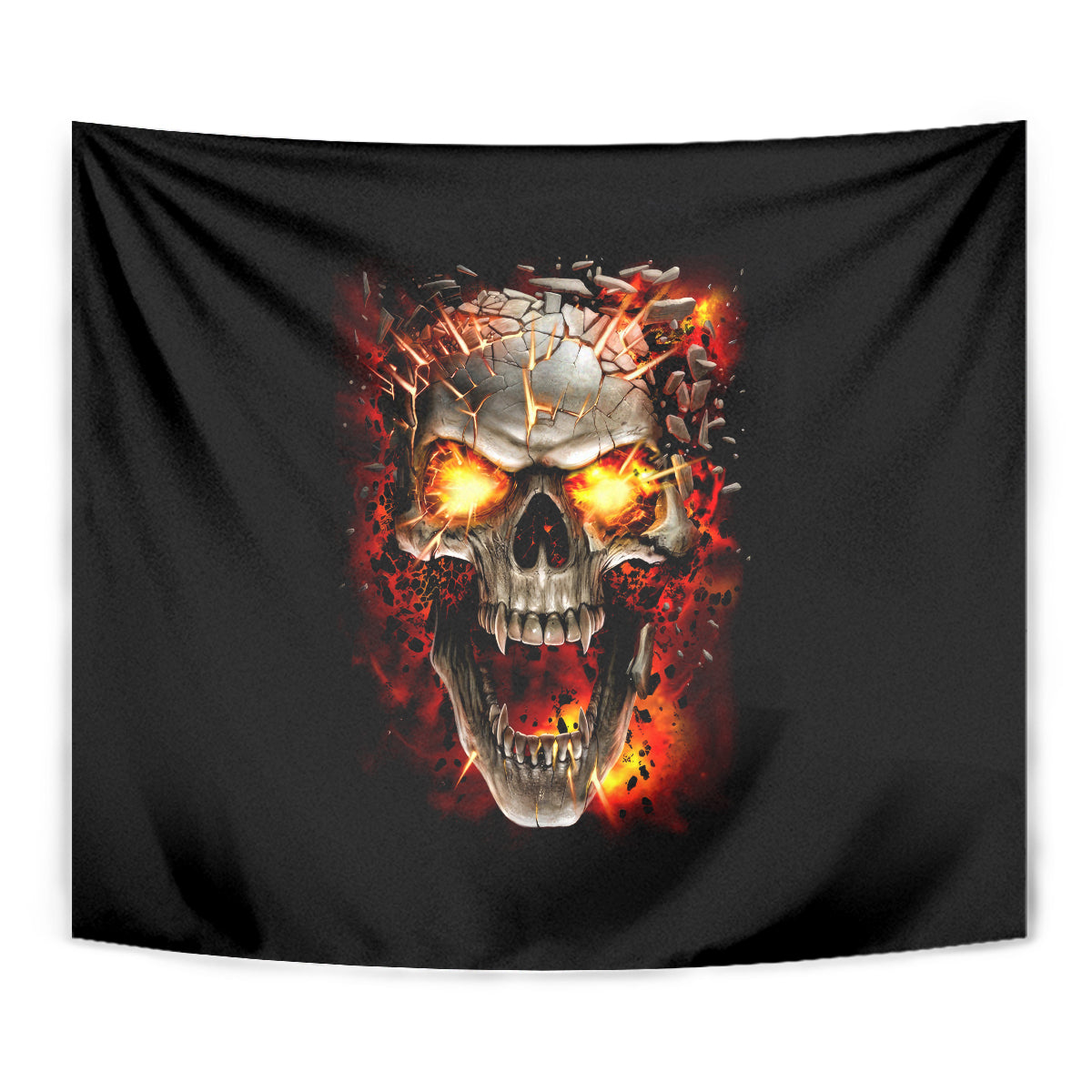 Skull Tapestry Fire Skull Tattoo Scream - Wonder Print Shop