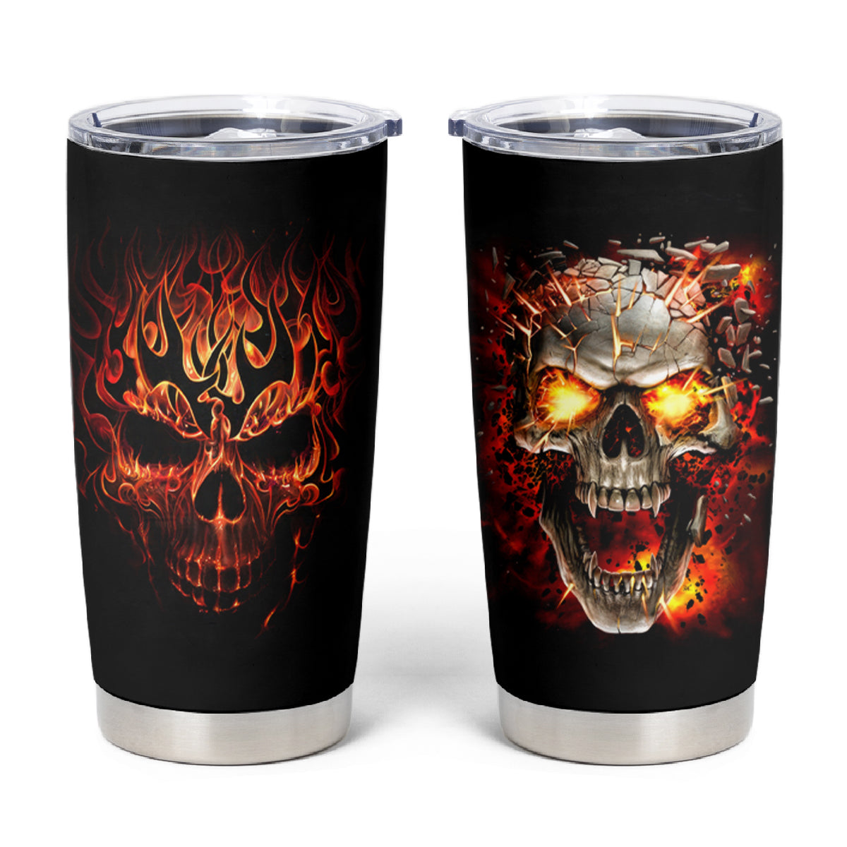Skull Tumbler Cup Fire Skull Tattoo Scream - Wonder Print Shop