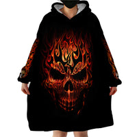 Skull Wearable Blanket Hoodie Fire Skull Tattoo Scream - Wonder Print Shop