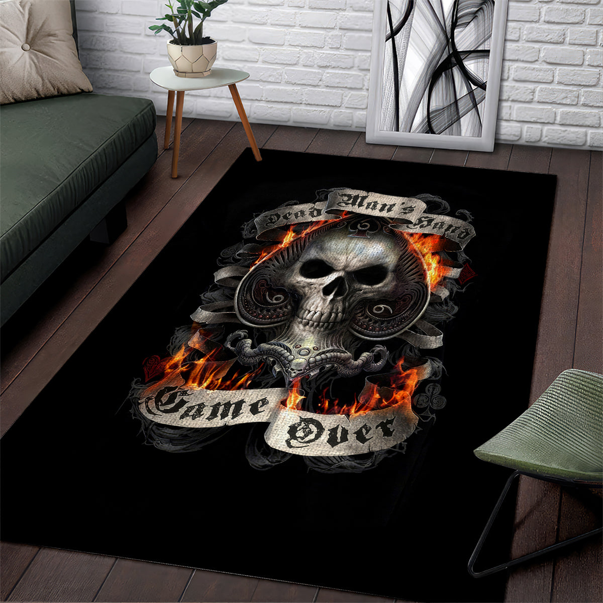 Skull Area Rug Gambling Death Fire - Wonder Print Shop