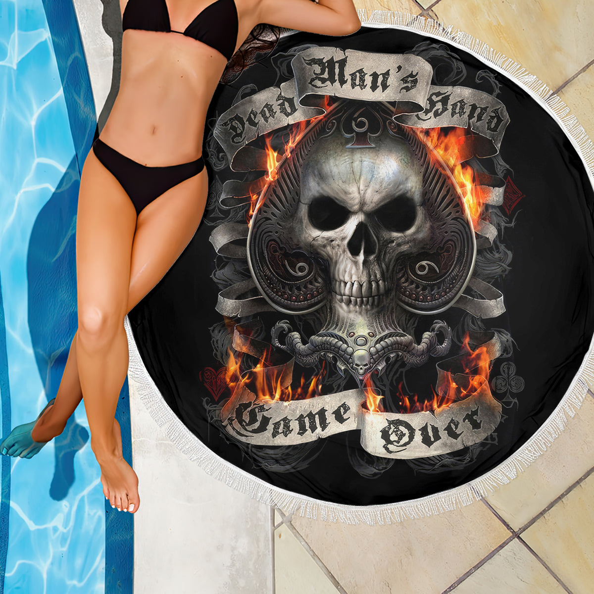 Skull Beach Blanket Gambling Death Fire - Wonder Print Shop