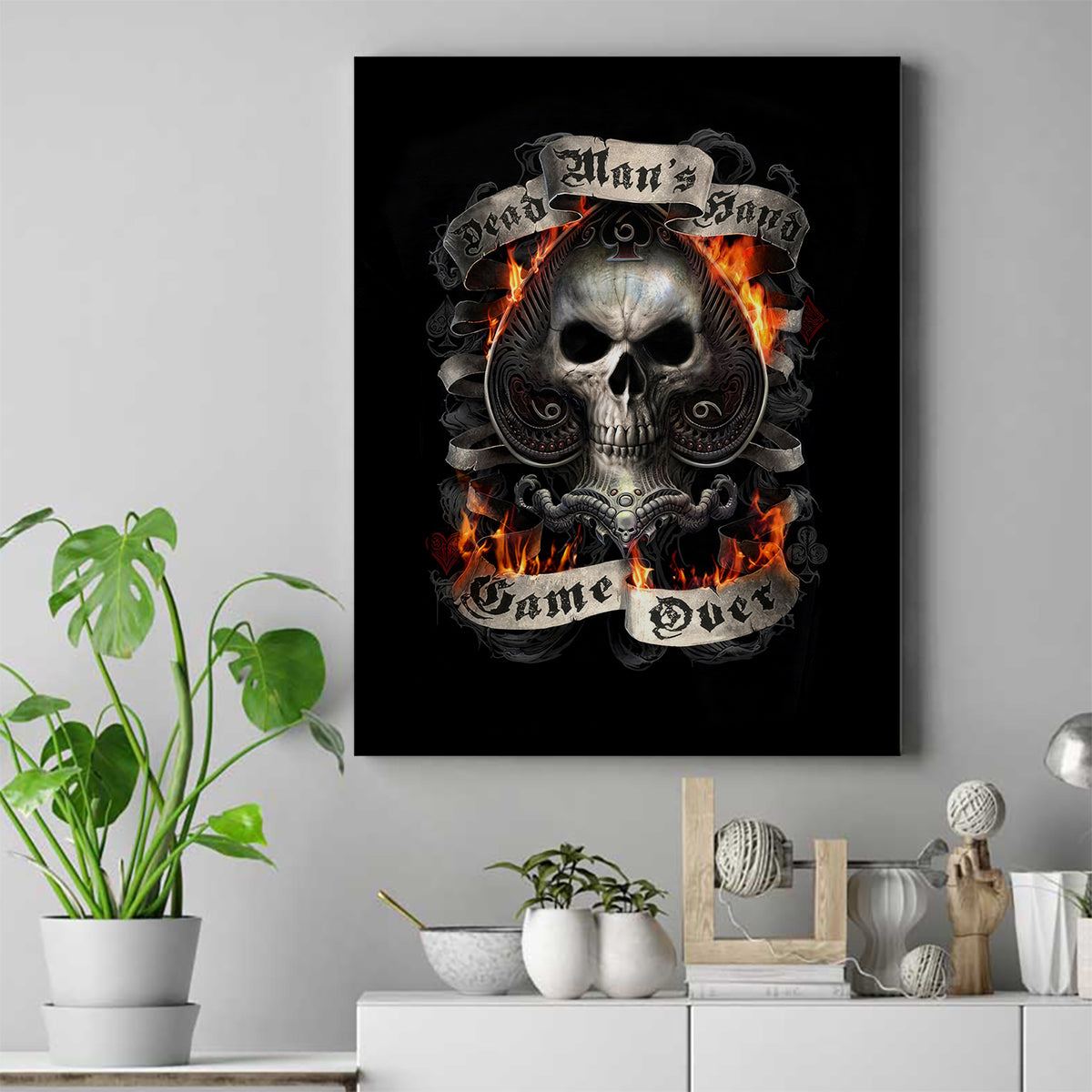 Skull Canvas Wall Art Gambling Death Fire - Wonder Print Shop