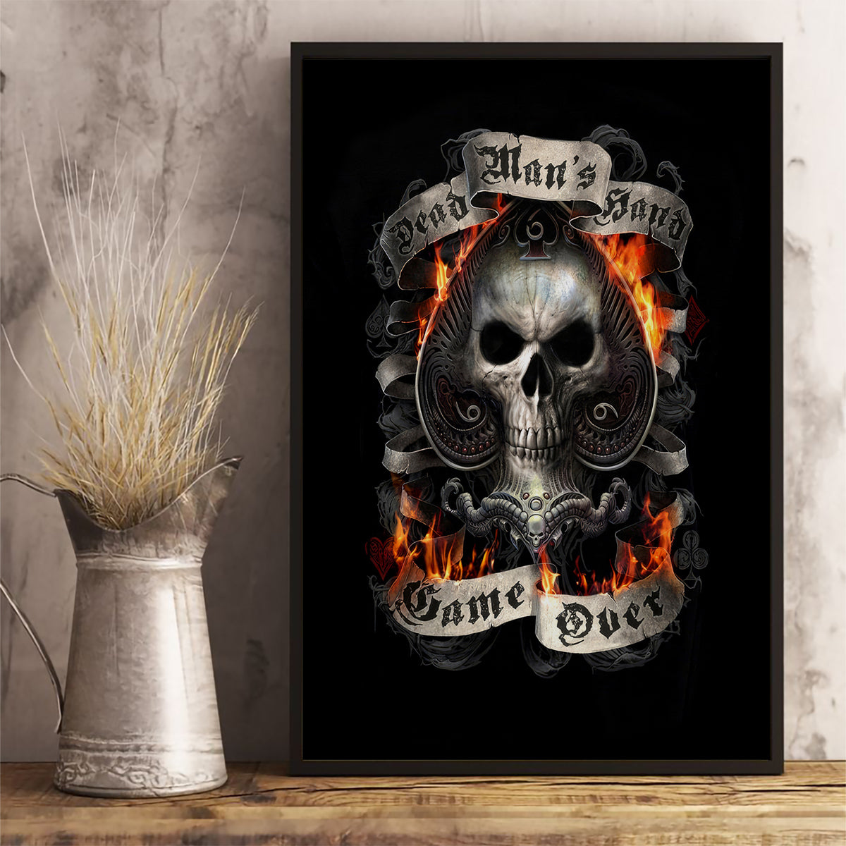 Skull Canvas Wall Art Gambling Death Fire - Wonder Print Shop