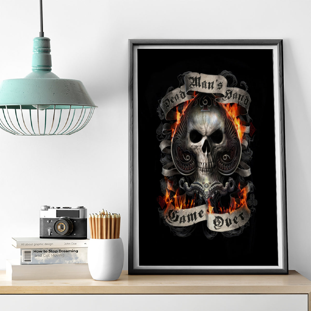 Skull Canvas Wall Art Gambling Death Fire - Wonder Print Shop