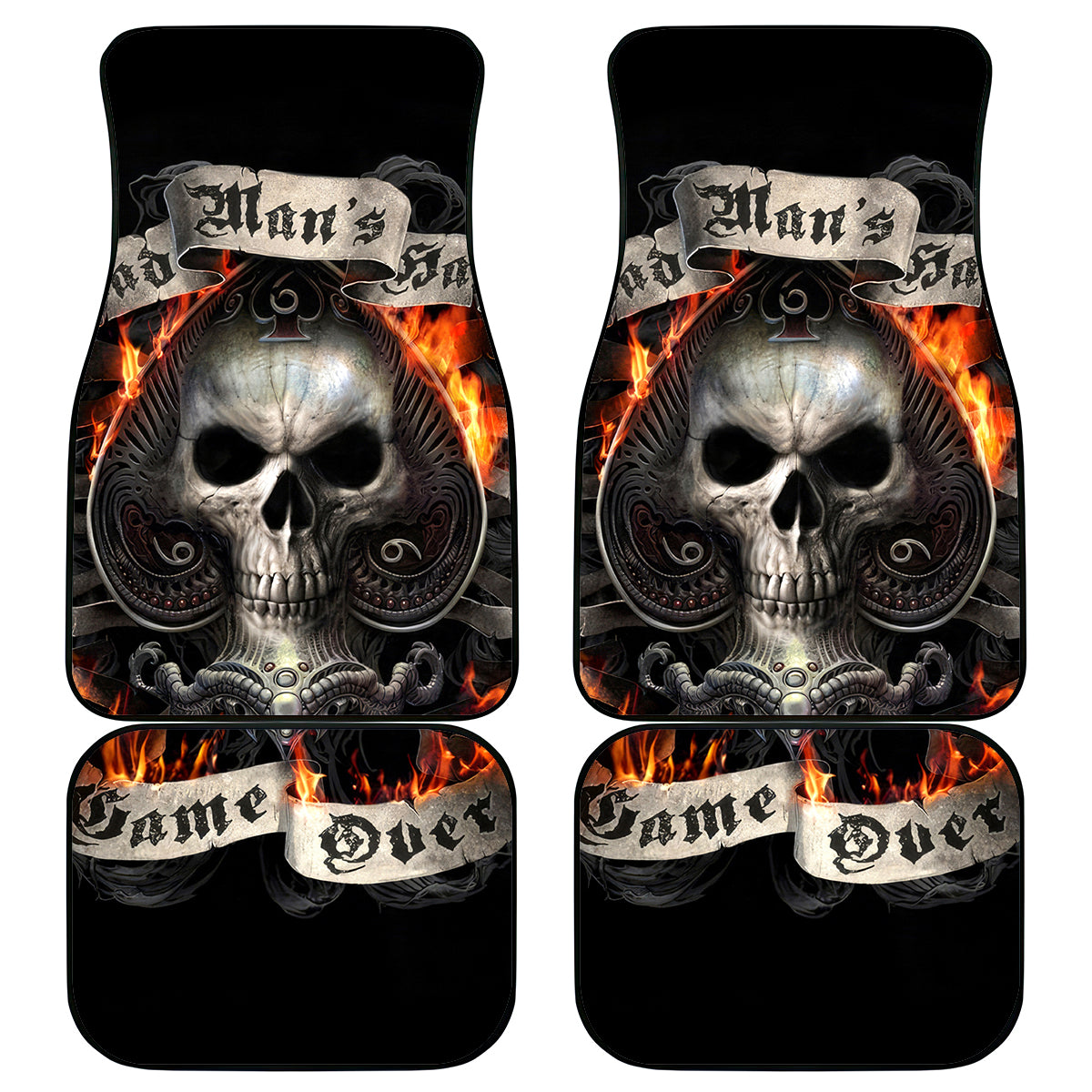 Skull Car Mats Gambling Death Fire - Wonder Print Shop