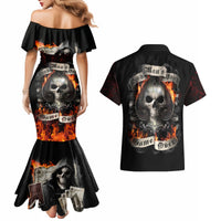 Skull Couples Matching Mermaid Dress And Hawaiian Shirt Gambling Death Fire - Wonder Print Shop