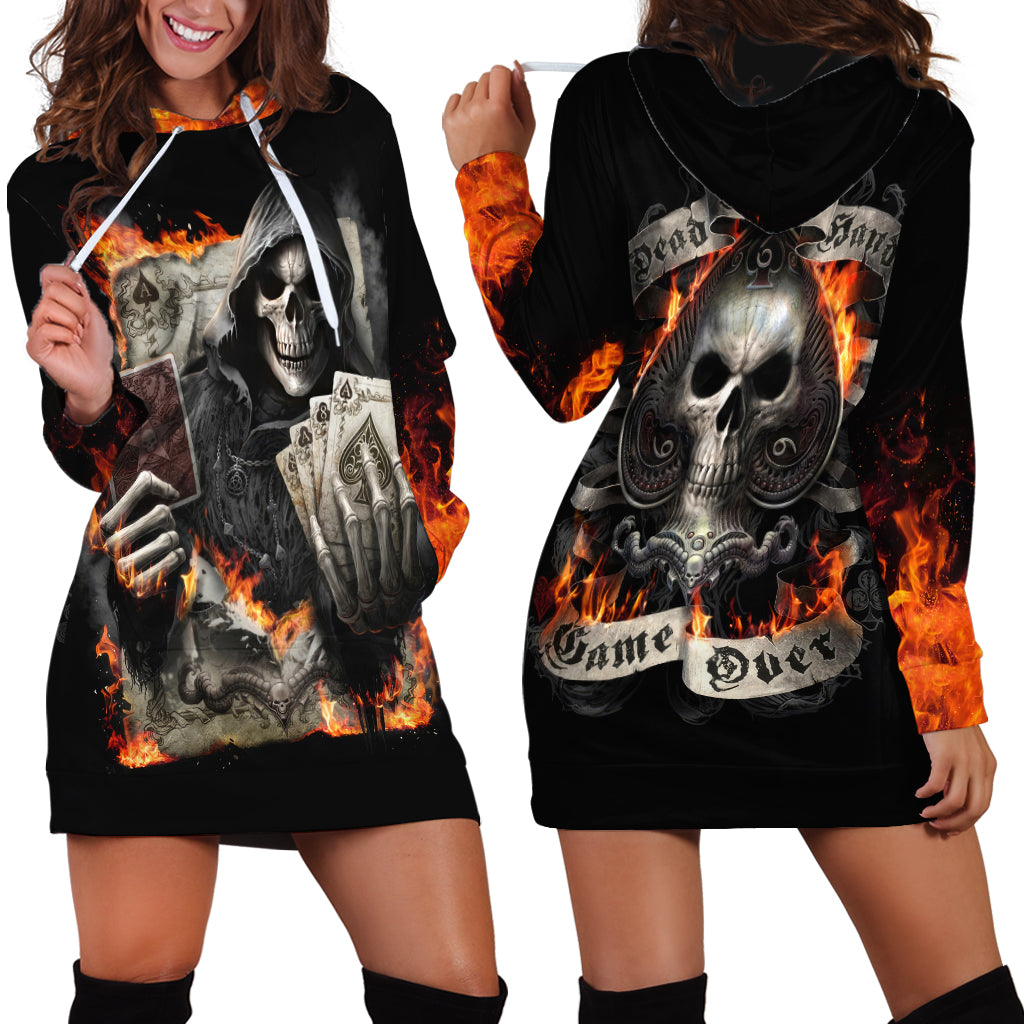 Skull Hoodie Dress Gambling Death Fire - Wonder Print Shop