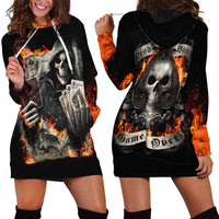 Skull Hoodie Dress Gambling Death Fire - Wonder Print Shop