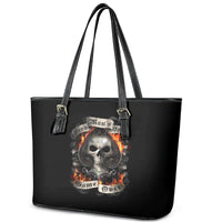 Skull Leather Tote Bag Gambling Death Fire - Wonder Print Shop