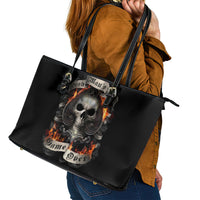 Skull Leather Tote Bag Gambling Death Fire - Wonder Print Shop