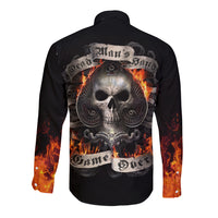 Skull Long Sleeve Button Shirt Gambling Death Fire - Wonder Print Shop