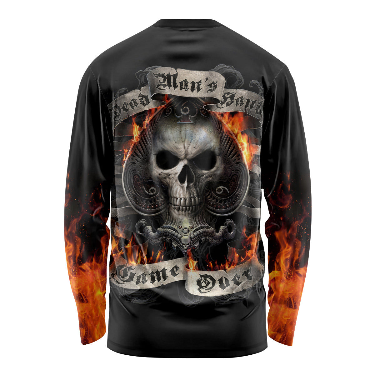 Skull Long Sleeve Shirt Gambling Death Fire - Wonder Print Shop