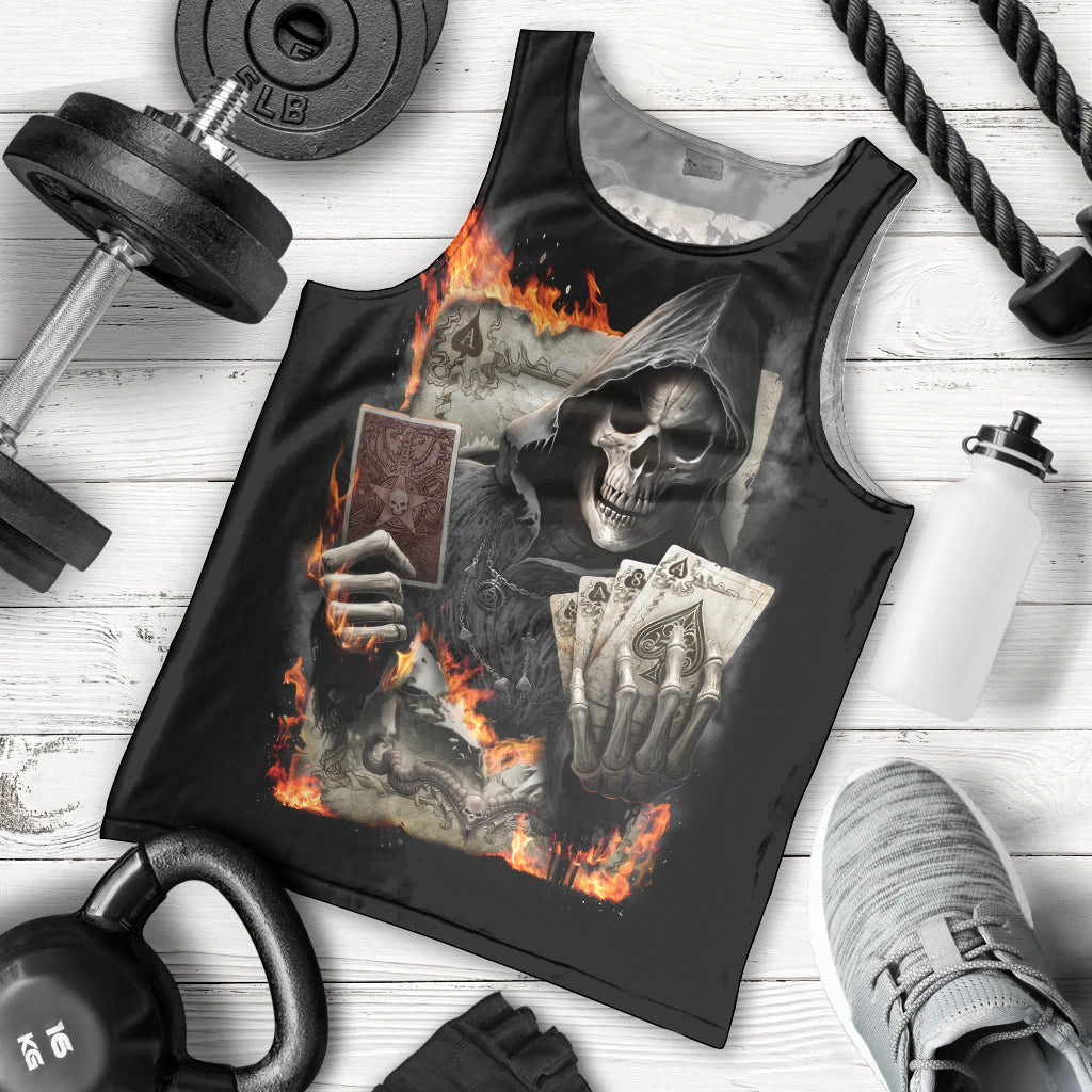 Skull Men Tank Top Gambling Death Fire DT01