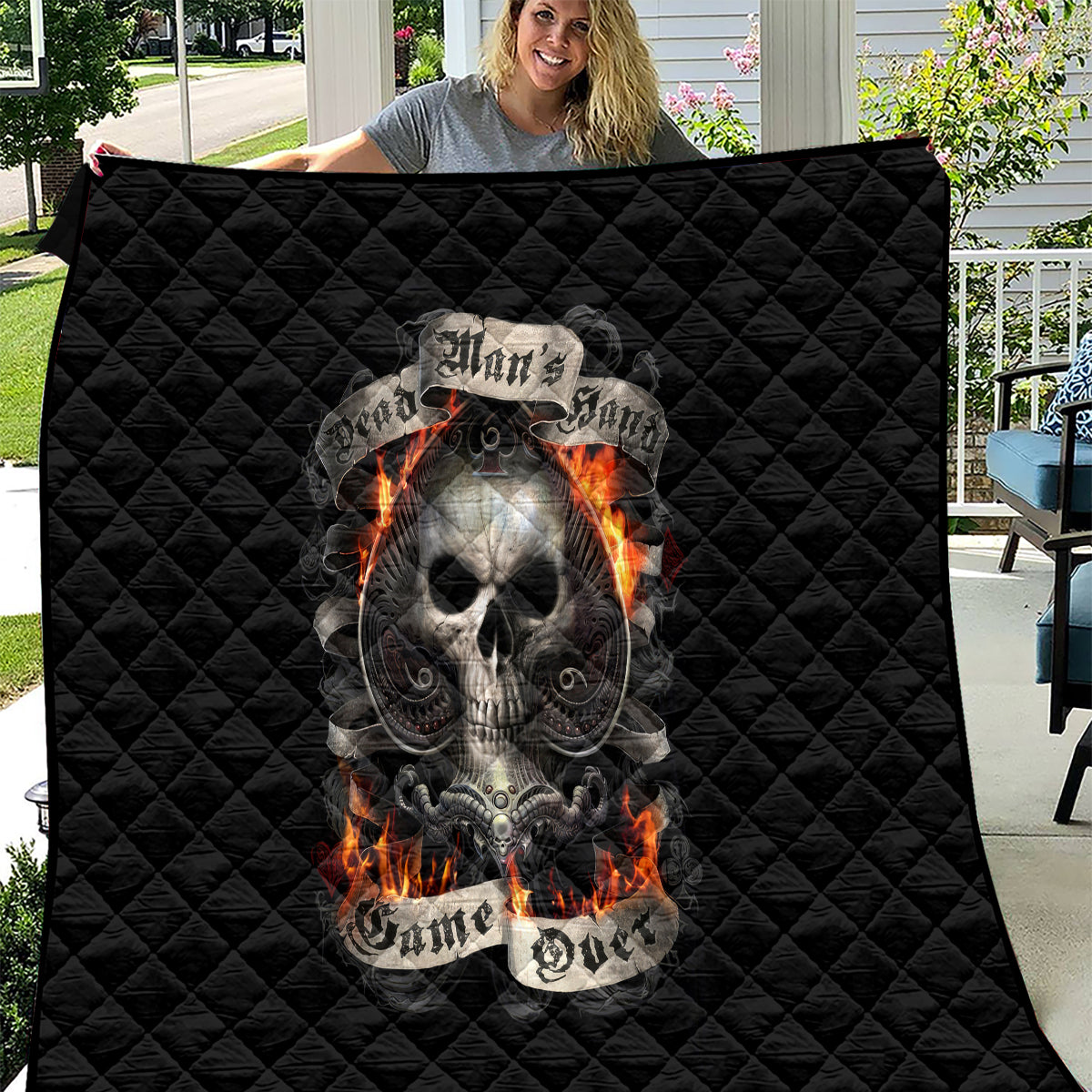 Skull Quilt Gambling Death Fire - Wonder Print Shop