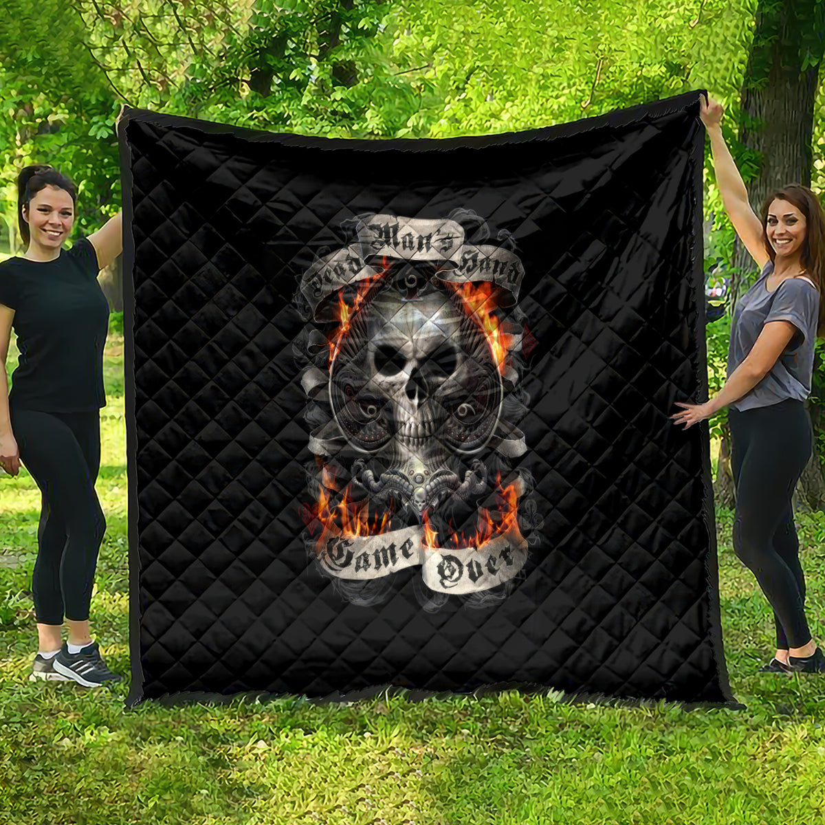 Skull Quilt Gambling Death Fire - Wonder Print Shop