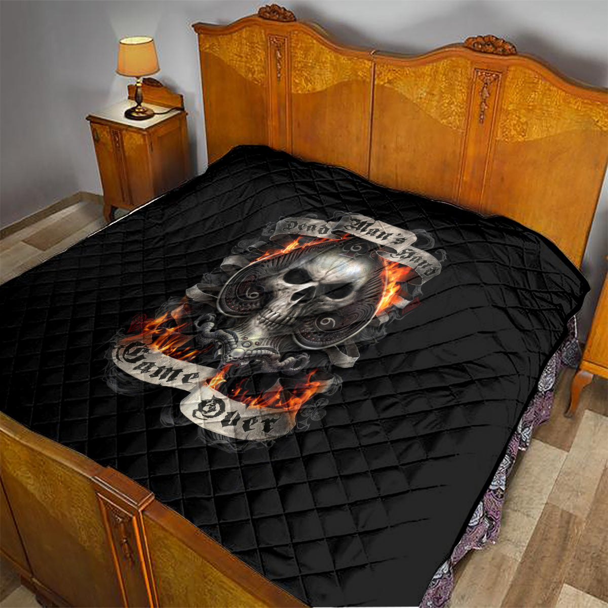 Skull Quilt Gambling Death Fire - Wonder Print Shop