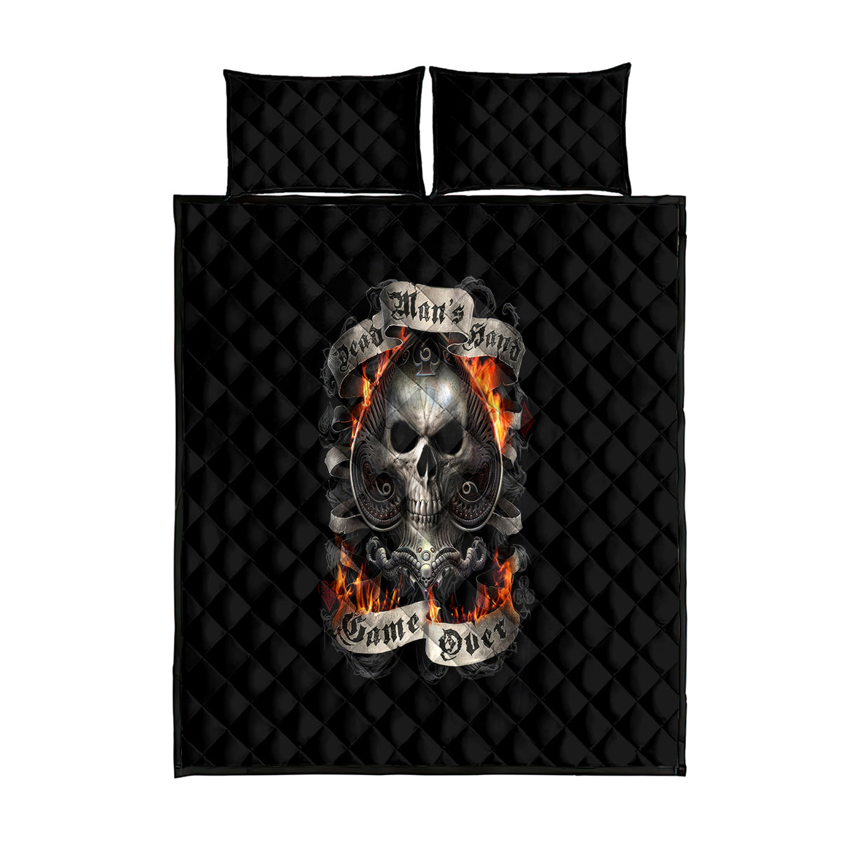 Skull Quilt Bed Set Gambling Death Fire - Wonder Print Shop
