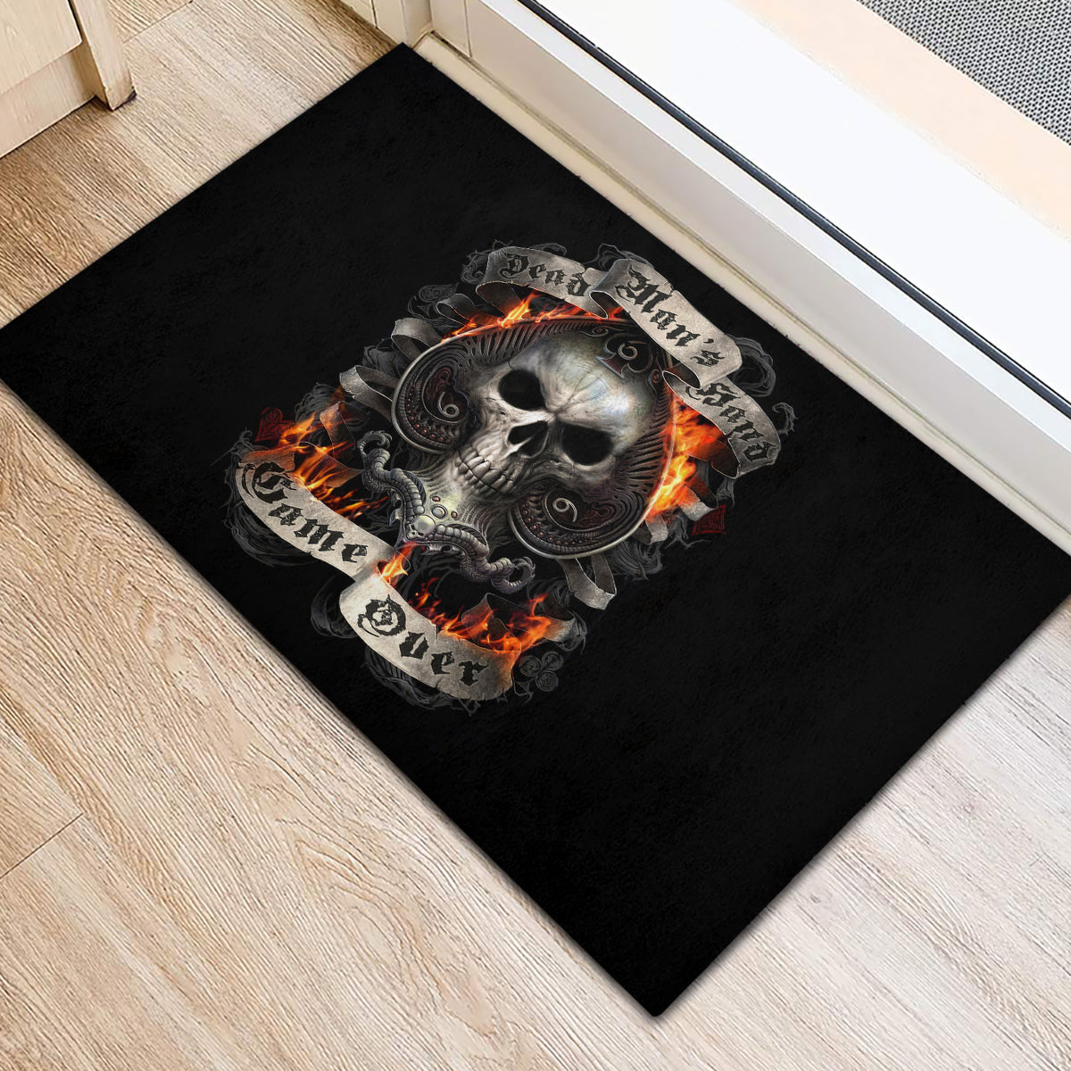 Skull Rubber Doormat Gambling Death Fire - Wonder Print Shop