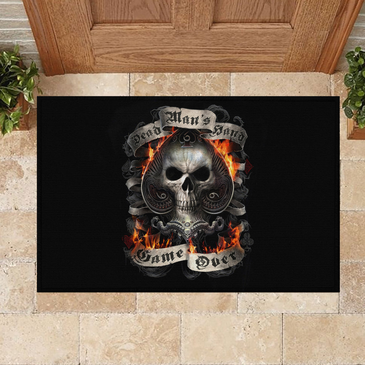 Skull Rubber Doormat Gambling Death Fire - Wonder Print Shop