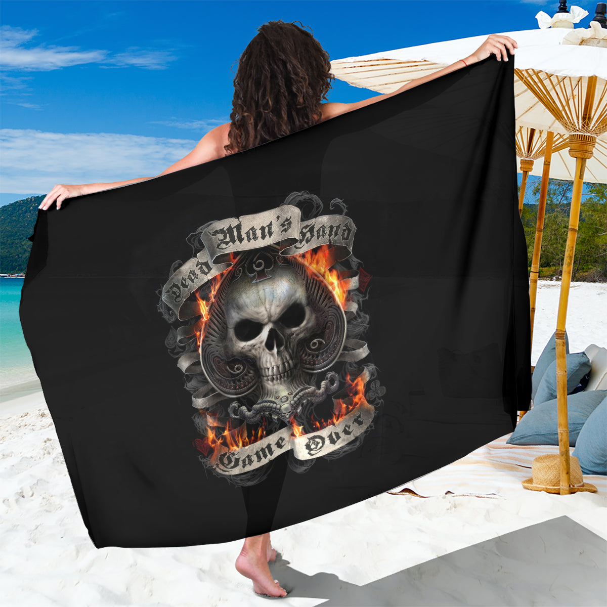 Skull Sarong Gambling Death Fire - Wonder Print Shop