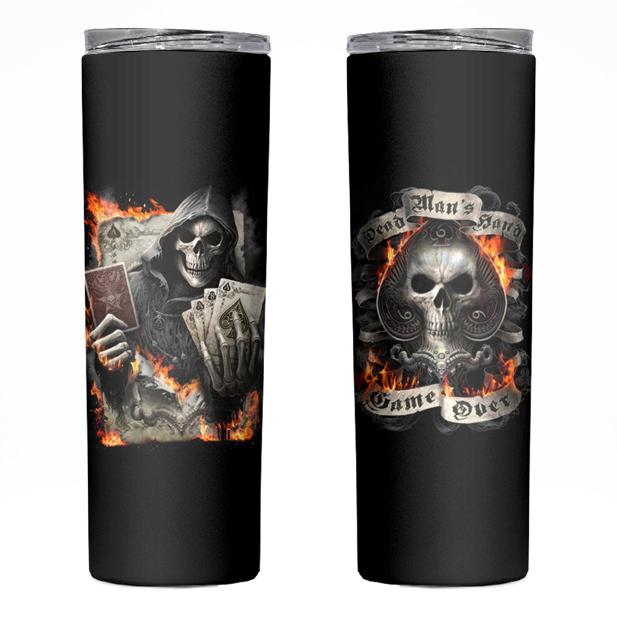 Skull Skinny Tumbler Gambling Death Fire - Wonder Print Shop
